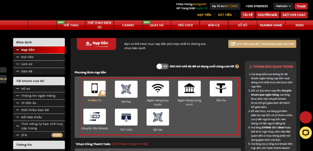 Nạp Tiền 12BET