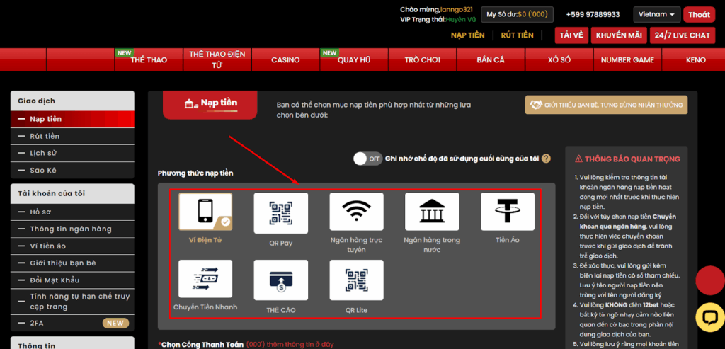 Nạp Tiền 12BET