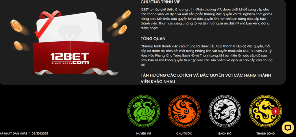 Các yêu cầu cần đạt để nâng cấp và duy trì cấp độ thành viên VIP 12BET