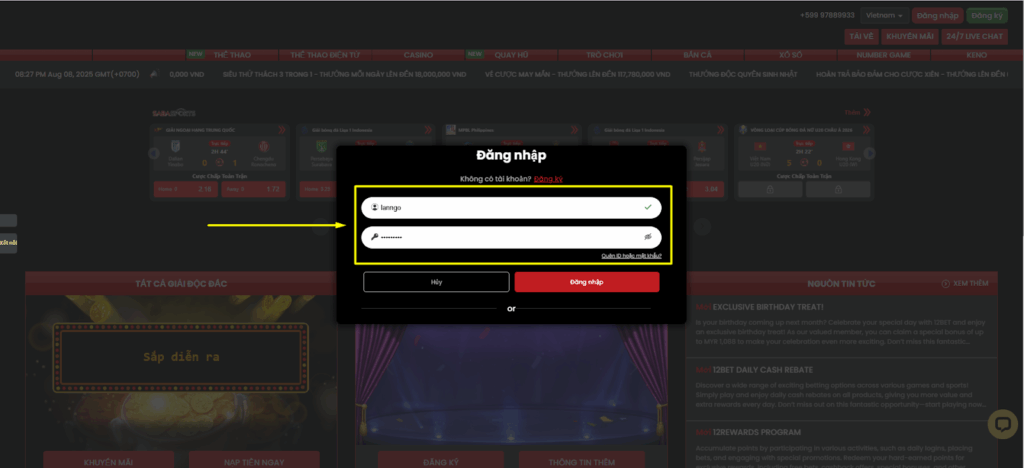 Đăng Nhập 12BET