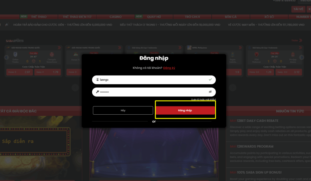 Đăng Nhập 12BET